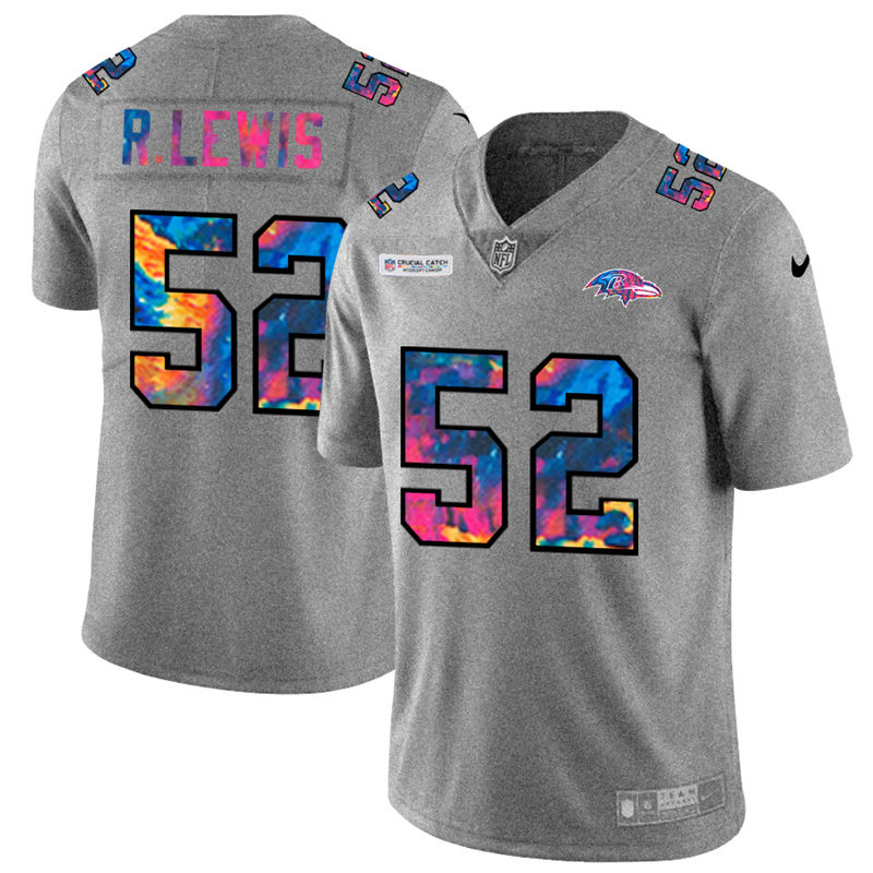 NFL Baltimore Ravens #52 Ray Lewis Men Nike MultiColor 2020  Crucial Catch  Jersey Grey->baltimore ravens->NFL Jersey
